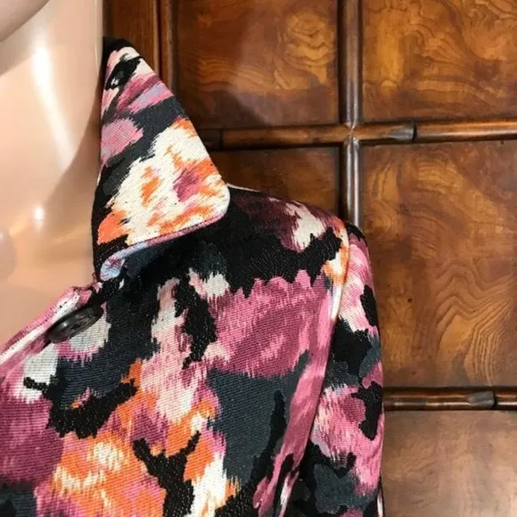 Chico's Textured Cotton Wool Blend Modern Abstract Ikat Jacket