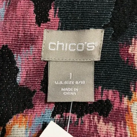 Chico's Textured Cotton Wool Blend Modern Abstract Ikat Jacket