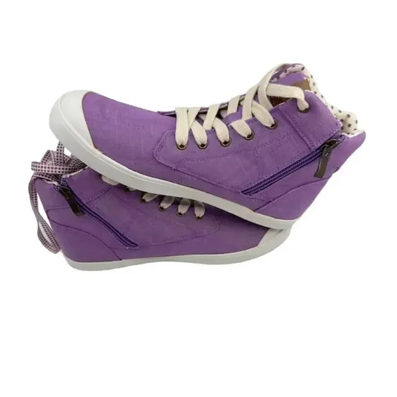 NEW UGG High-Top Sneaker Shoes Lace-Up Side-Up Canvas Upper Purple Womens 6W