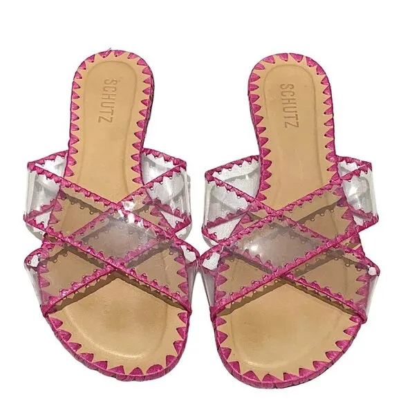 Schutz Pink Aya Sandals Size 11