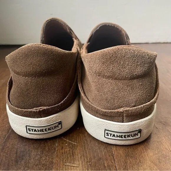 Staheekum Brown Genuine Suede Flip Side Loafers Shoes with Crash Back, size 9.5