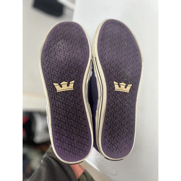Supra Vaider Purple Sneakers High Top Skater Streetwear Shoes Men's Sz 12